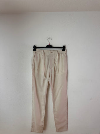Pantaloni Lino Uomo con Coulisse Beige 