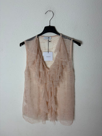 Blusa in Pizzo Elasticizzato con Rouches 