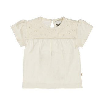 Dirkje Maglietta Bambina in Cotone Panna con Sangallo (6 Mesi - 2 Anni) 