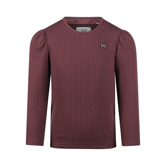 Maglia Bambina Koko Noko Bordeaux a Costine con Maniche a Sbuffo – 3-10 Anni