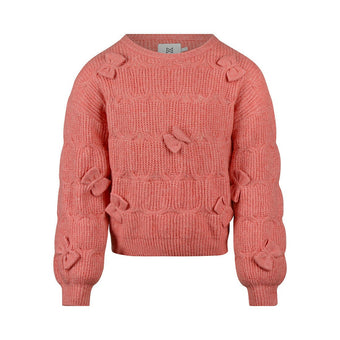 Maglione Bambina Koko Noko Rosa Corallo con Fiocchetti – 3-10 Anni