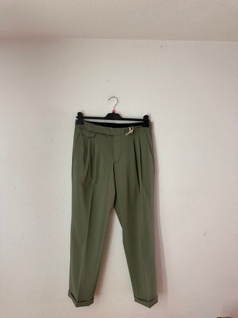 Pantalone Sartoriale Verde Salvia con Pinces 