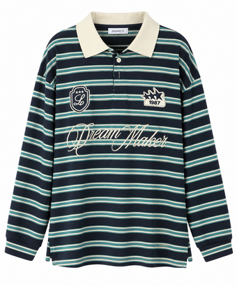 Polo Donna Namasté Oversize a Righe Blu Dream Maker – Taglia Unica