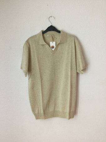 Polo in Maglia di Filo Scollo a V Desert Crew 