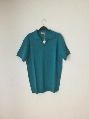 Polo in Maglia di Filo Scollo a V Desert Crew 