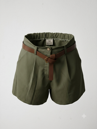 Short Donna con Cintura – Beige o Verde Militare 