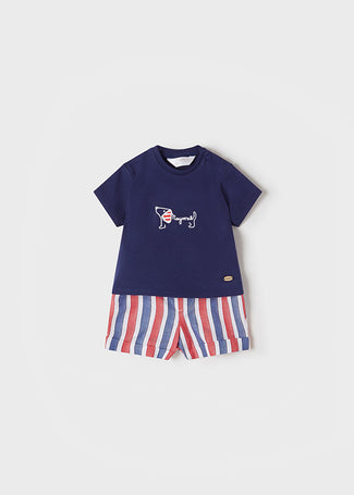Mayoral Completo pantaloncino righe neonato